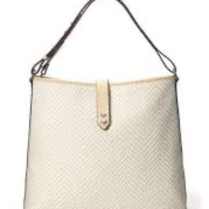 NEW Stella & Dot Crosby Hobo Woven Neutral Chevron Shoulder Bag Tote Purse